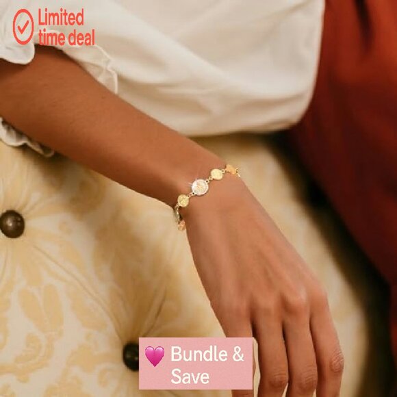 14K Gold Plated Virgin Mary Bracelet, Adjustable Catholic Jewelry Gift - Picture 3 of 8